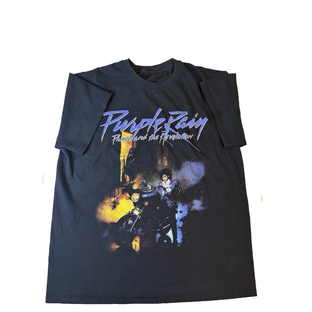 Prince Purple Rain Graphic Tee Mens M Black Official Estate Cotton GUC